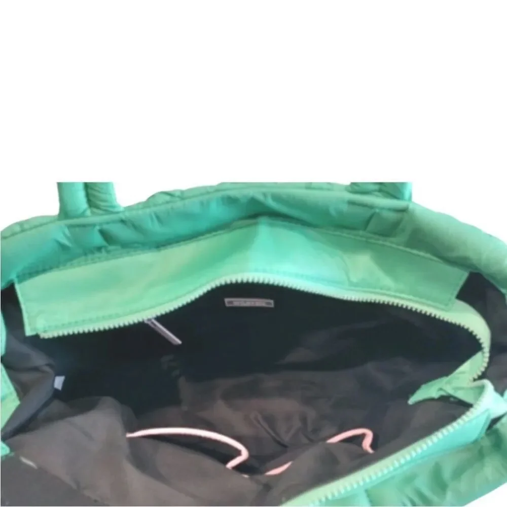 Wildfox Green Quilted Tote Bag with Drawstring Details